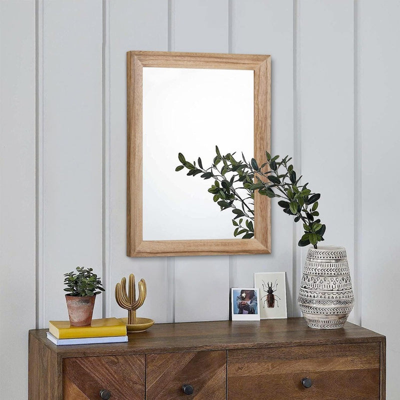 Wall Mirror 50x40cm Wood Frame Natural Rustic