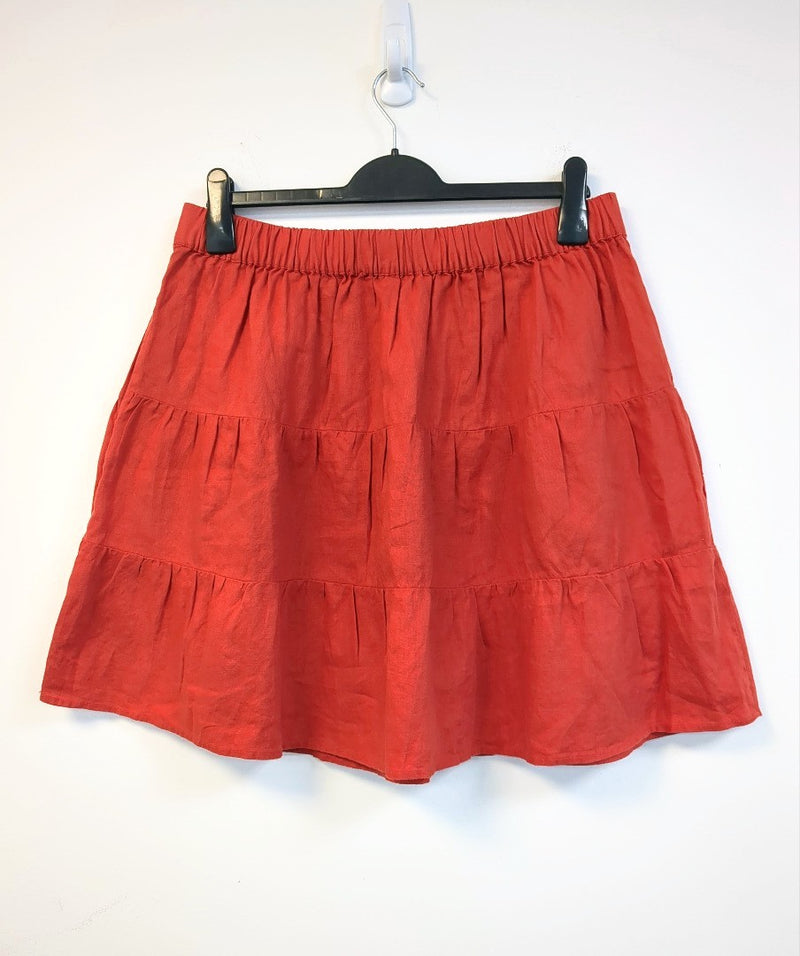 BODEN Pull On Tiered Linen Skirt UK 14R