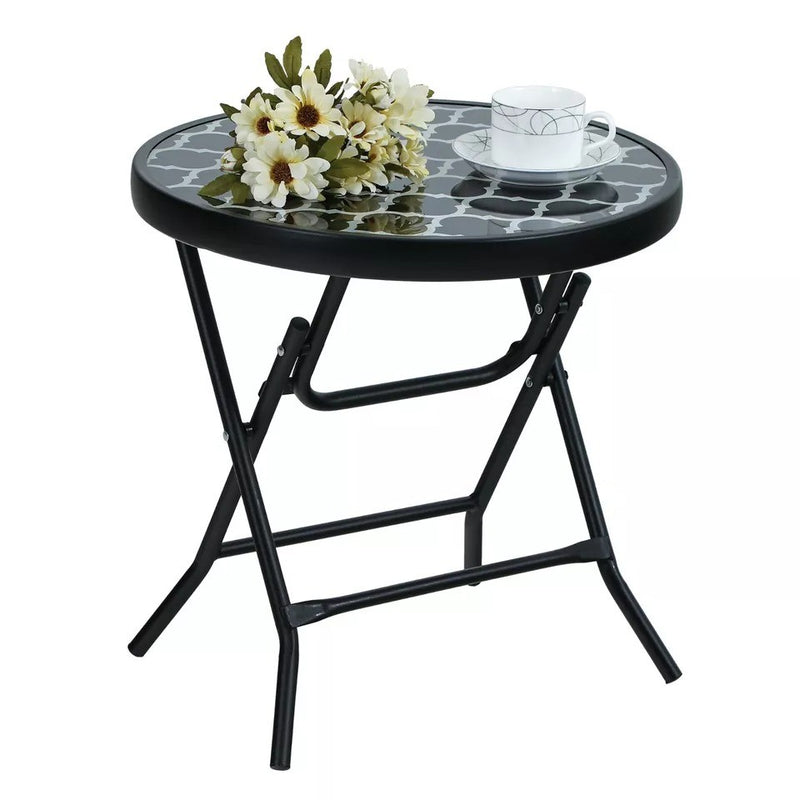 Foldable Coffee Table Round 46D x 46W x 48H cm Black