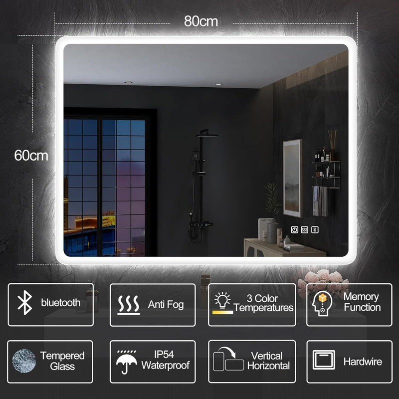 Bathroom Mirror with Bluetooth 60 x 80 cm