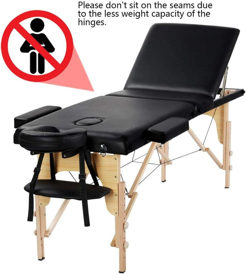 Portable Massage Table Folding Spa Beauty Bed Massage in Black