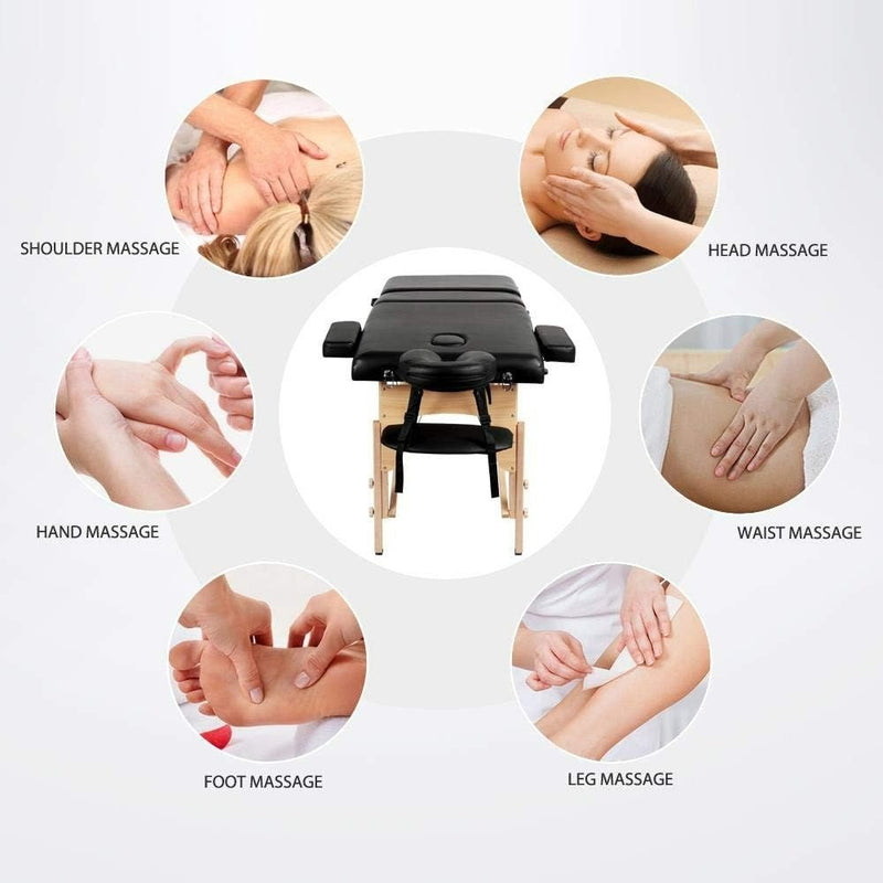 Portable Massage Table Folding Spa Beauty Bed Massage in Black