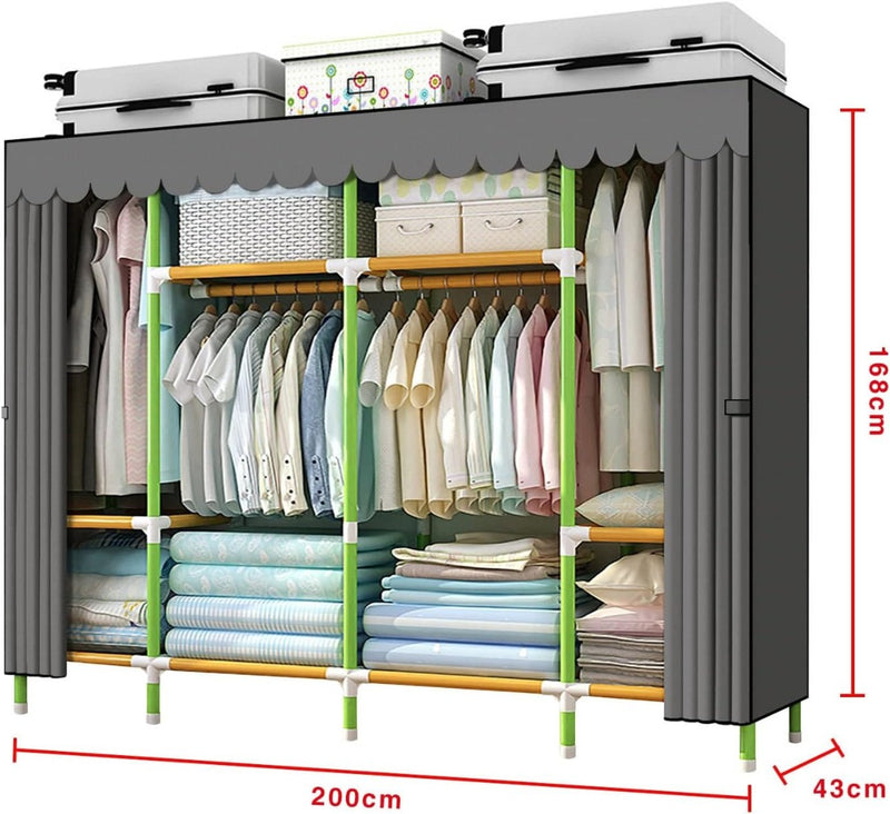 Portable Wardrobe Portable Closet Storage Organizer Cloth Closet 200x 43x 168cm