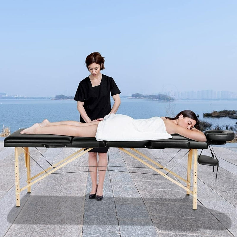 Portable Massage Table Folding Spa Beauty Bed Massage in Black