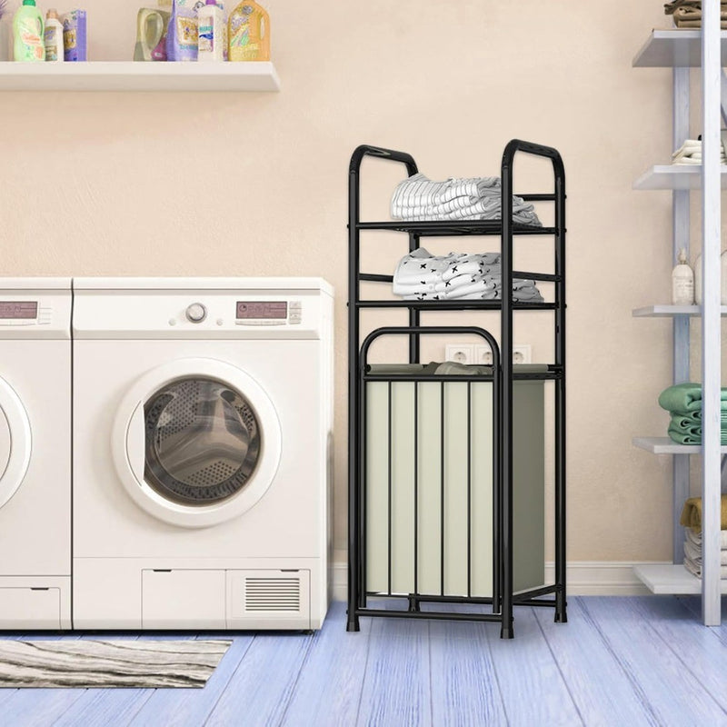 Laundry Hamper Frame with 2 Shelves