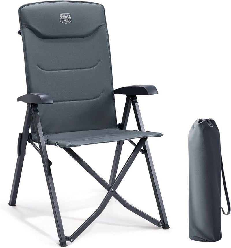 Camping Chair Heavy Duty Oversized Folding Grey