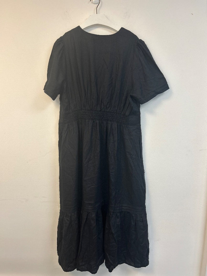 BODEN Eve Linen Midi Dress UK 22R Black NWT w/Fault