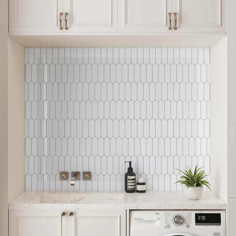 Adhesive Wall Tiles White Hexagonal