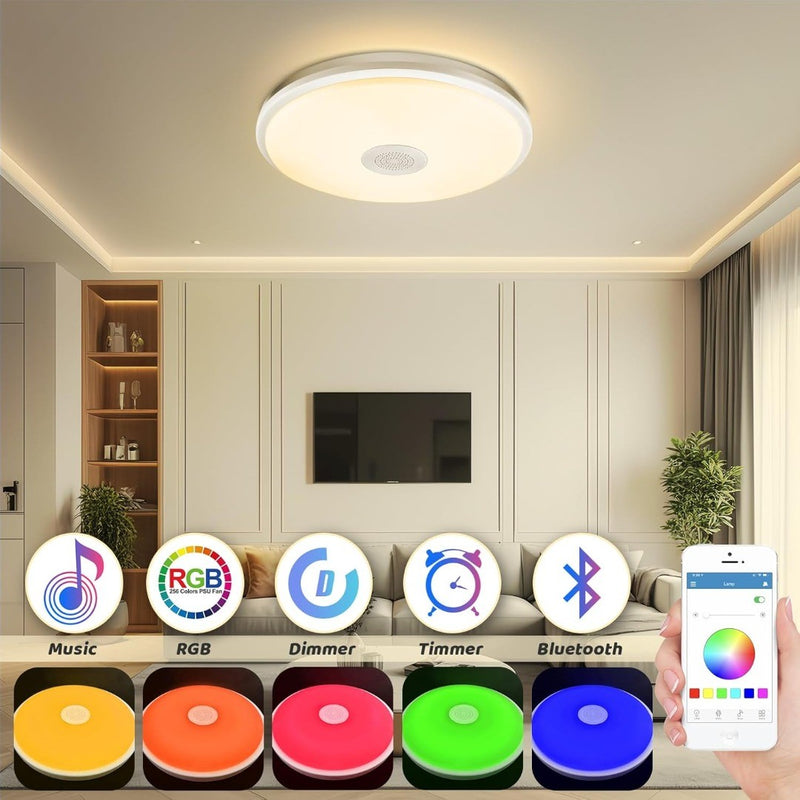 LED Ceiling Light dimmable with Bluetooth Speaker, 48W