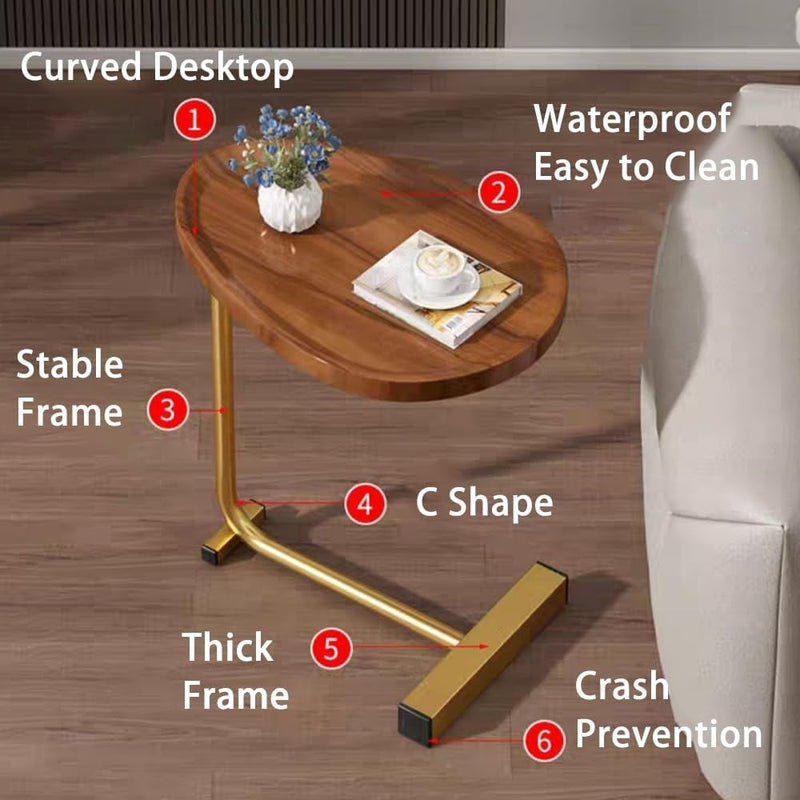 C Shaped End Table, Narrow Side Table