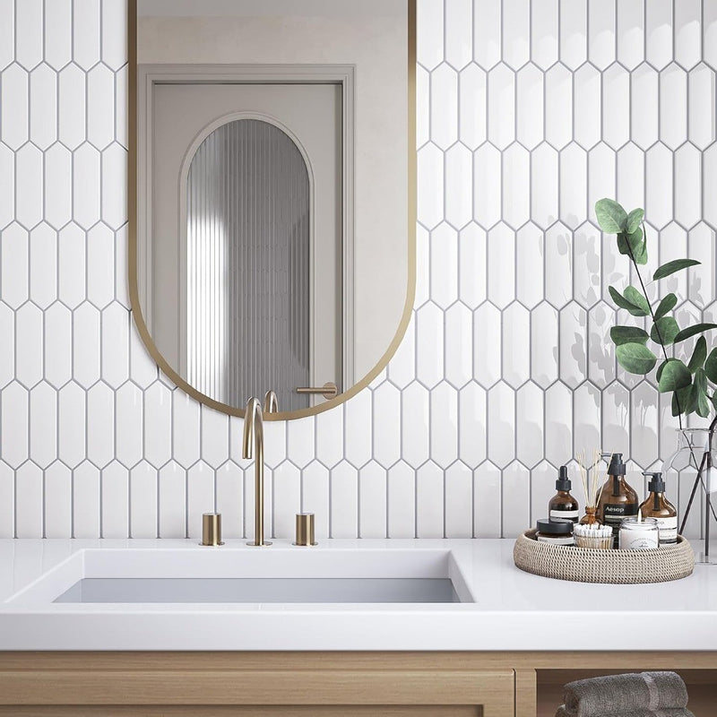 Adhesive Wall Tiles White Hexagonal