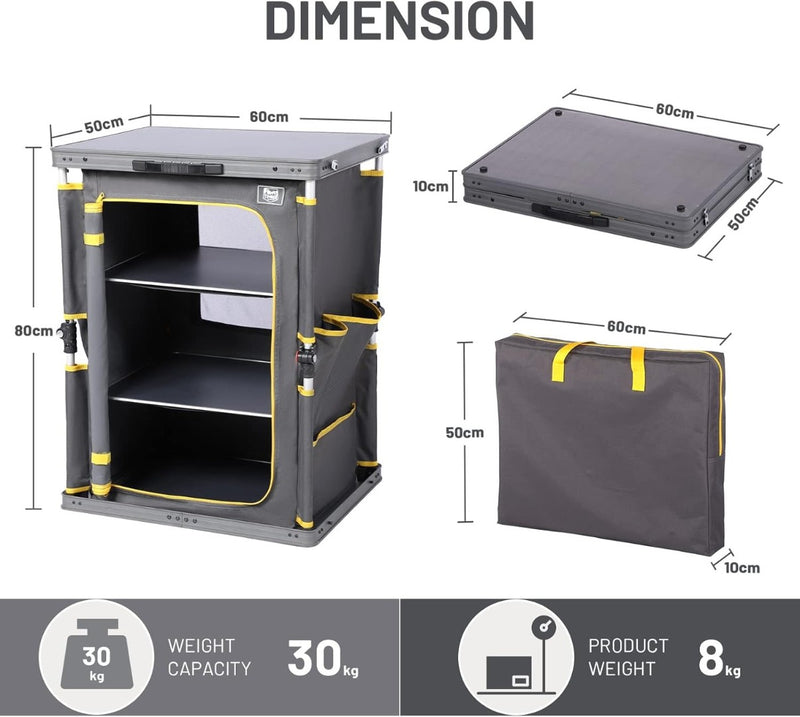 Compact Folding Kitchen Cabinet Camping Garden Storage Compartment