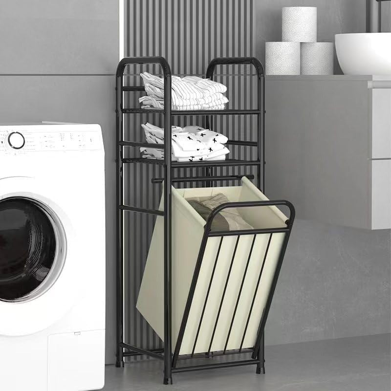 Laundry Hamper Frame with 2 Shelves