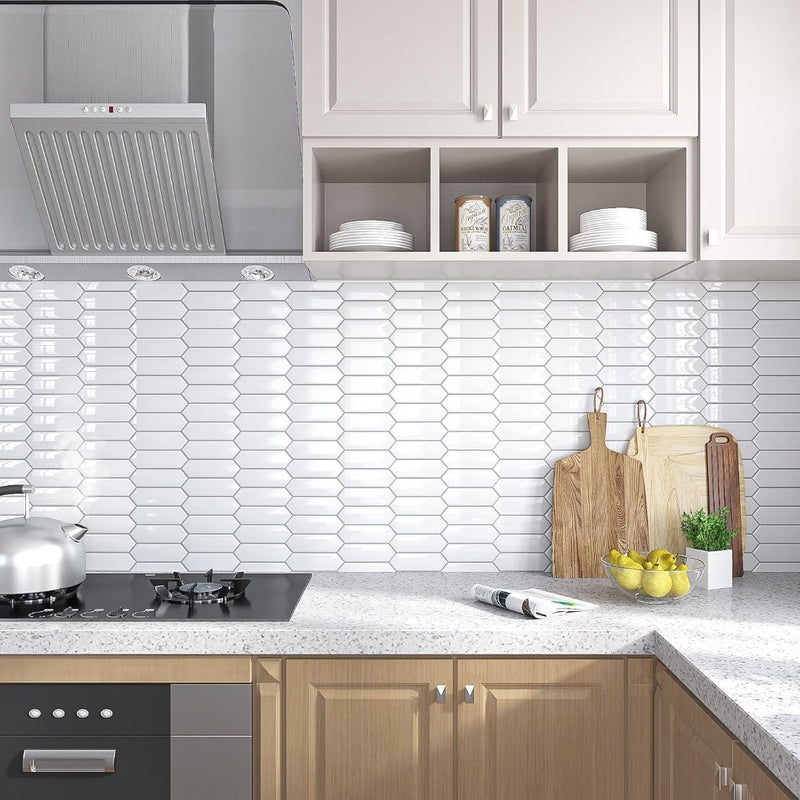 Adhesive Wall Tiles White Hexagonal