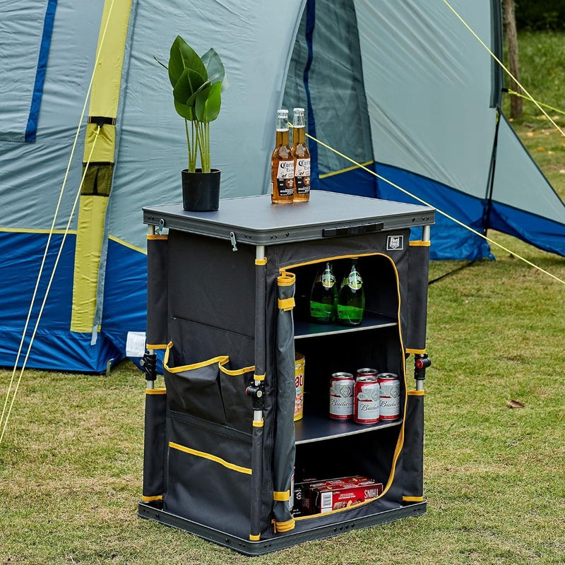 Compact Folding Kitchen Cabinet Camping Garden Storage Compartment