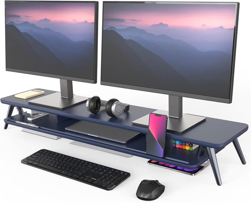 Monitor Stand Riser for 2 Monitors 108cm Blue