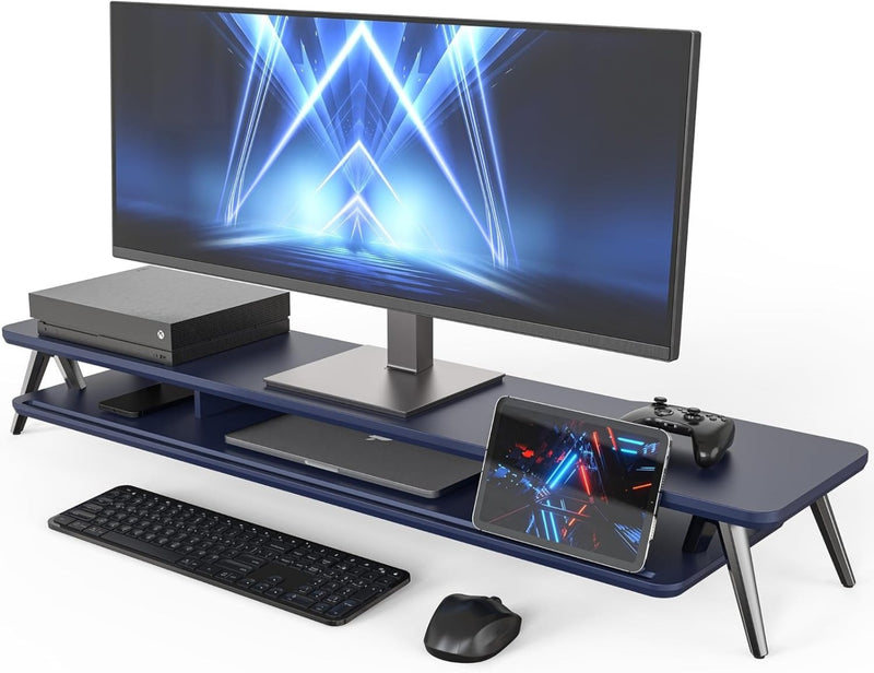 Monitor Stand Riser for 2 Monitors 108cm Blue