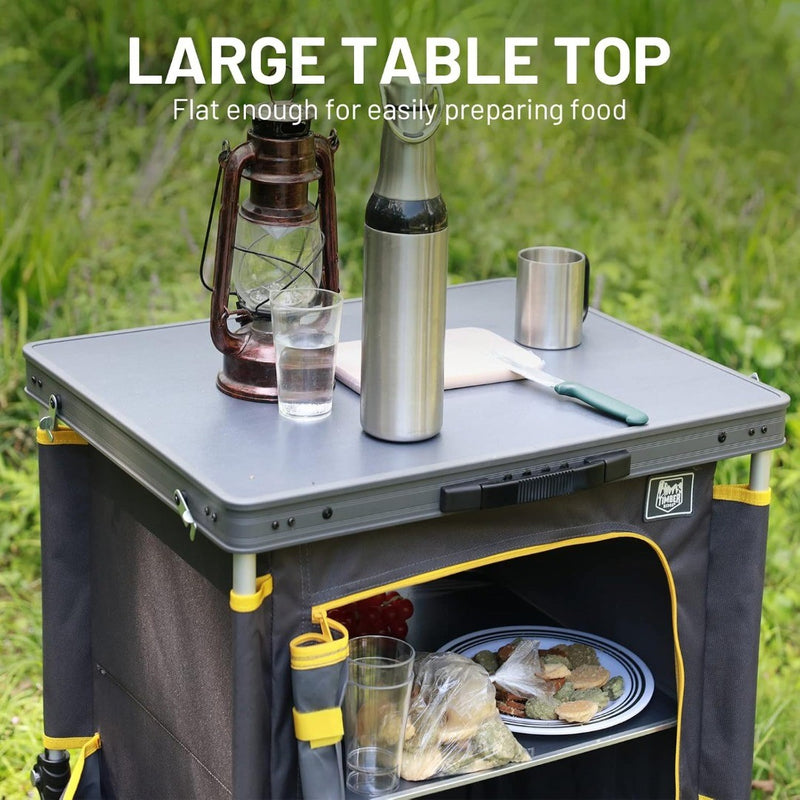 Compact Folding Kitchen Cabinet for Camping Garden Storage Compartments