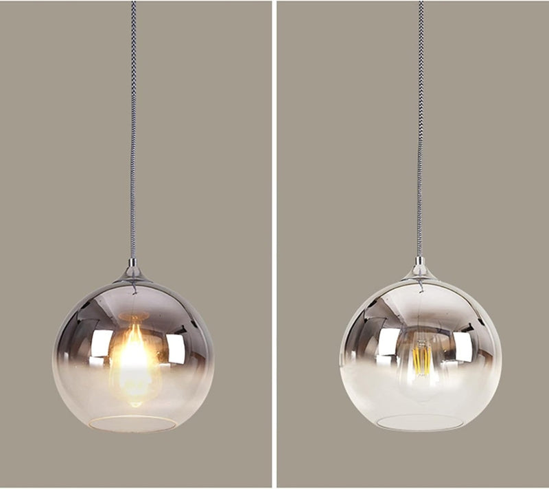 Spherical Lamp 25cm Silver Glass Pendant