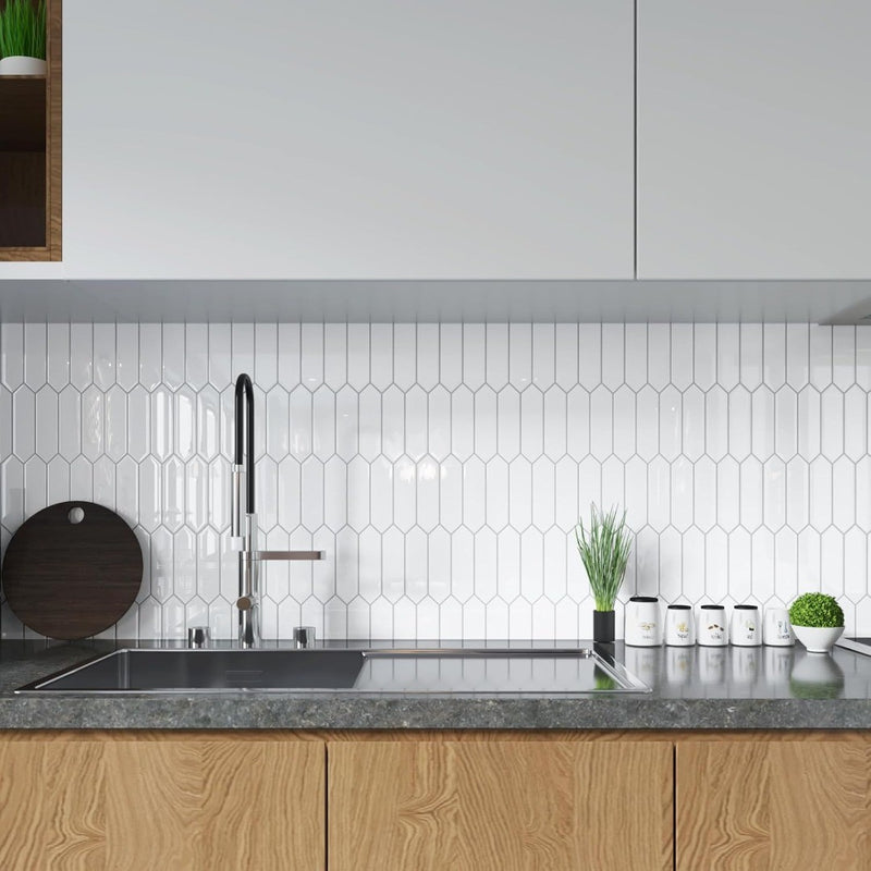 Adhesive Wall Tiles White Hexagonal