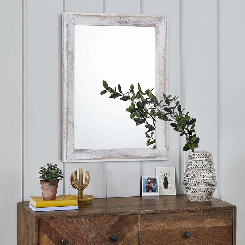 Wood Framed Wall Mirror 50 x 40cm White Oak