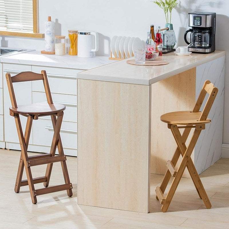 Folding Bar Stool Bamboo Portable Natural