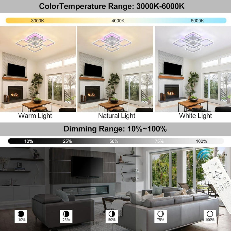 Ceiling Lights 80W Square LED 56cm Dimmable