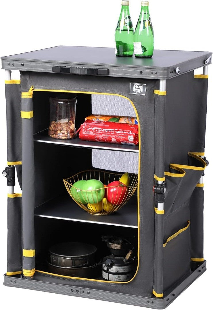 Compact Folding Kitchen Cabinet Camping Garden Storage Compartment