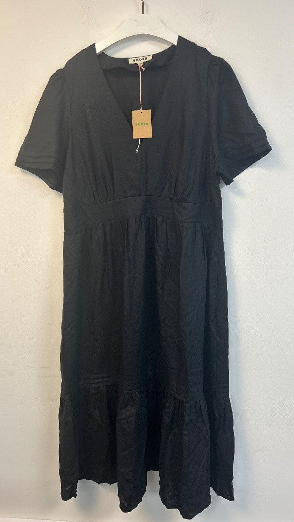 BODEN Eve Linen Midi Dress UK 22R Black NWT w/Fault