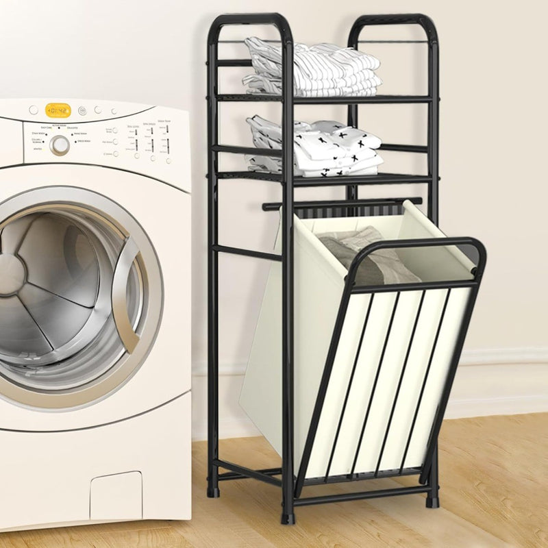 Laundry Hamper Frame with 2 Shelves