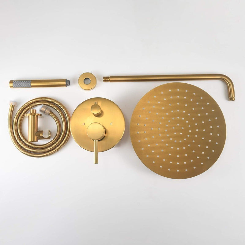 Luxury Bathroom Shower Tap 12inch Brushed Gold