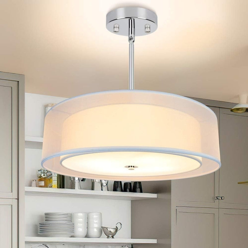 Modern Ceiling Light Adj. Pendant Light Fitting Double Tiers 50cm dia