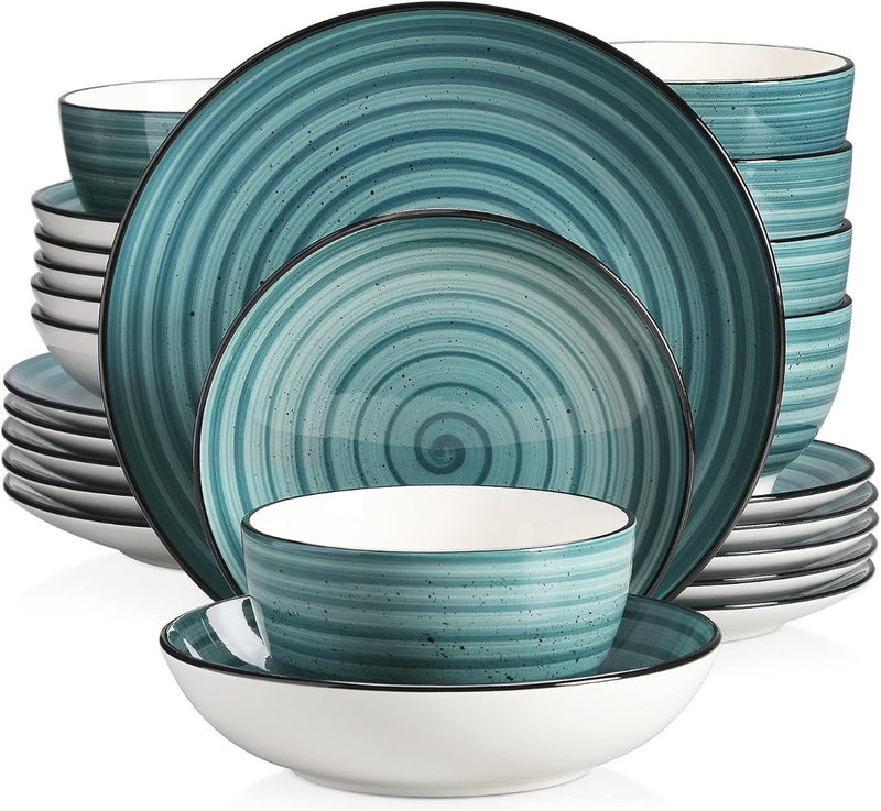 vancasso Bonbon Green Dinner Set- 24 Pieces Stoneware Dinnerware Set