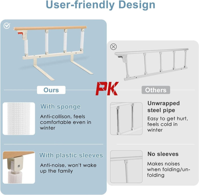 Folding Bed Barrier for Elderly Safety Protector