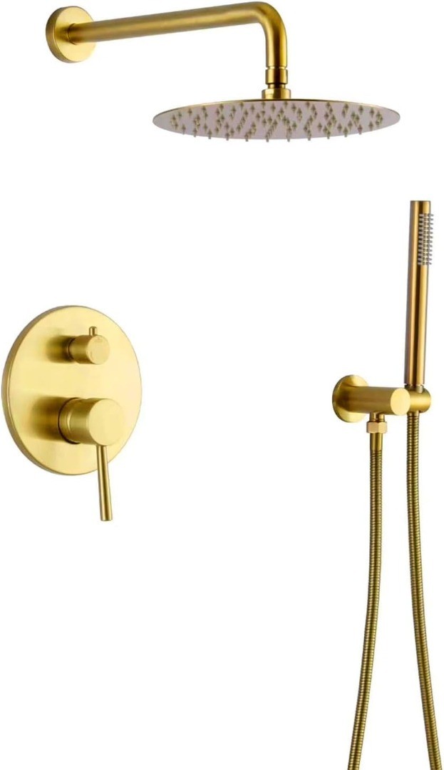 Luxury Bathroom Shower Tap 12inch Brushed Gold