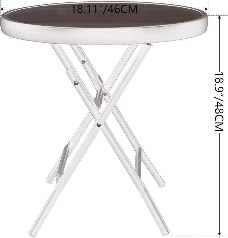 Side Table Foldable Coffee Garden Table Round 46x46x48cm Transparent