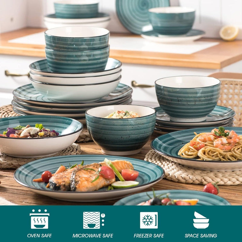 vancasso Bonbon Green Dinner Set- 24 Pieces Stoneware Dinnerware Set