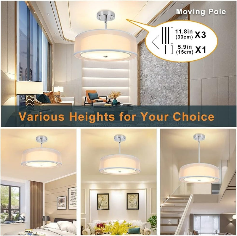 Modern Ceiling Light Adj. Pendant Light Fitting Double Tiers 50cm dia