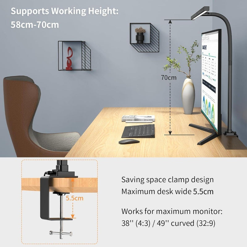 EppieBasic LED Desk Lamp, Architect Desk Lamp Clampable for Home Office