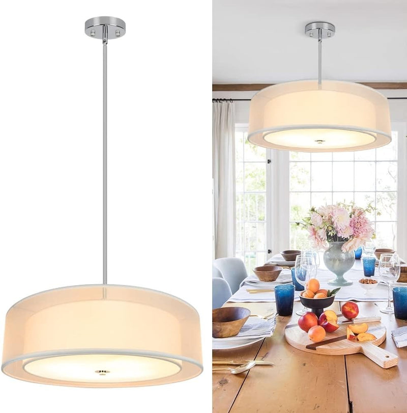 Modern Ceiling Light Adj. Pendant Light Fitting Double Tiers 50cm dia