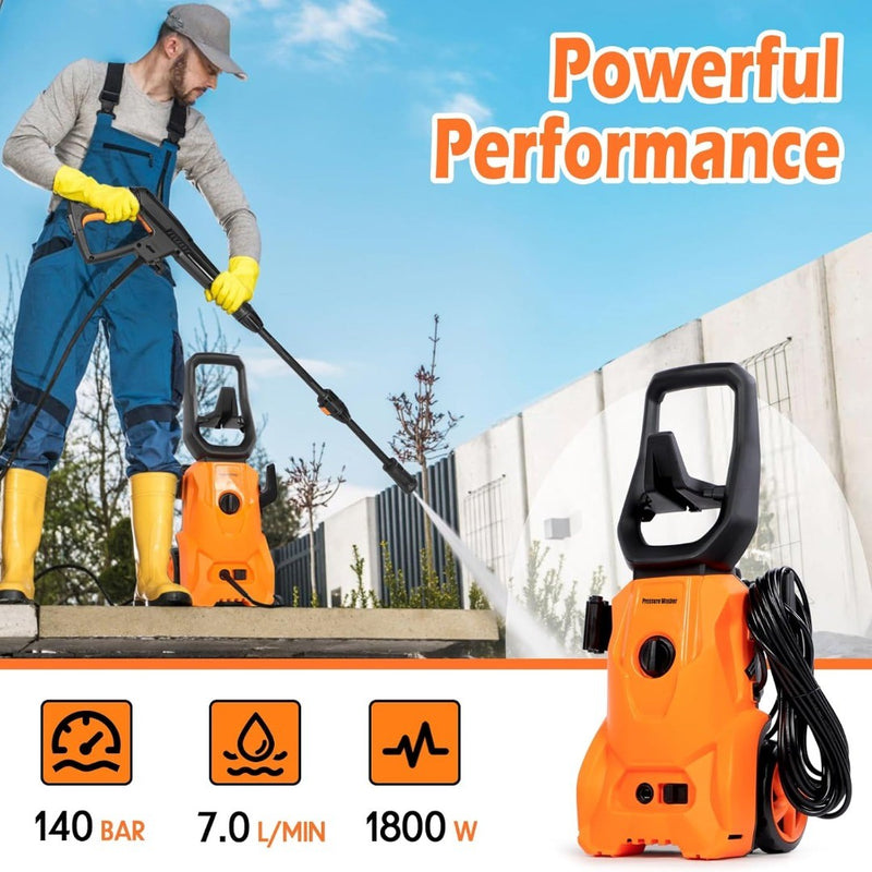 Electric Pressure Washer,1800w,140Bar,7L/min,Power Washer