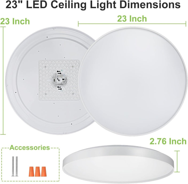 DLLT 45W Modern LED Flush Mount Ceiling Light, 23 Inch Low Profile Light Fixture