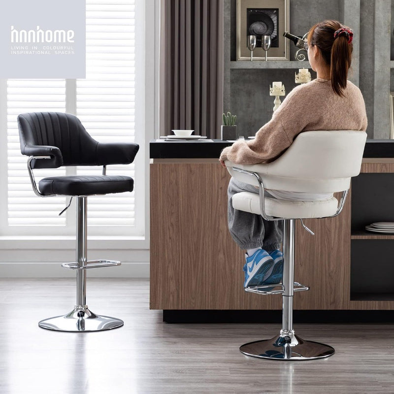 HNNHOME Modern Emper Padded Swivel Faux Leather Breakfast Kitchen Bar Stool Pub