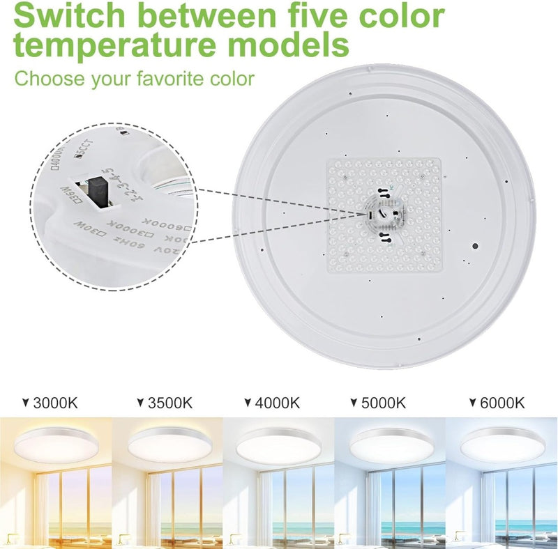 DLLT 45W Modern LED Flush Mount Ceiling Light, 23 Inch Low Profile Light Fixture