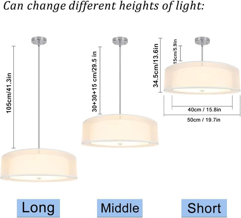 Modern Ceiling Light Adj. Pendant Light Fitting Double Tiers 50cm dia