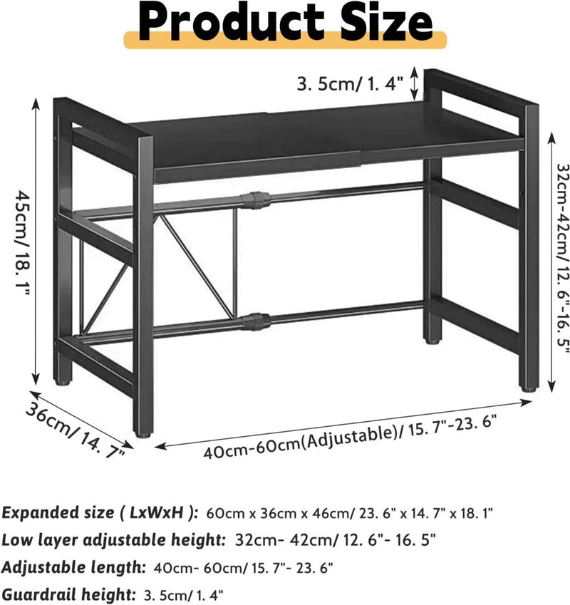 Microwave Oven Rack 2- Tier Kitchen Shelf Black