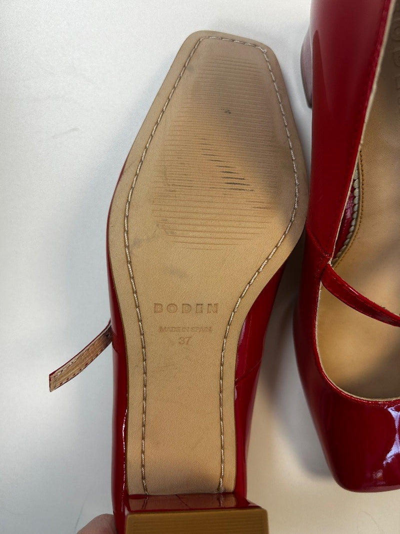 BODEN Block Heel Mary Jane EU 37 UK 4 Red Patent New W/Fault