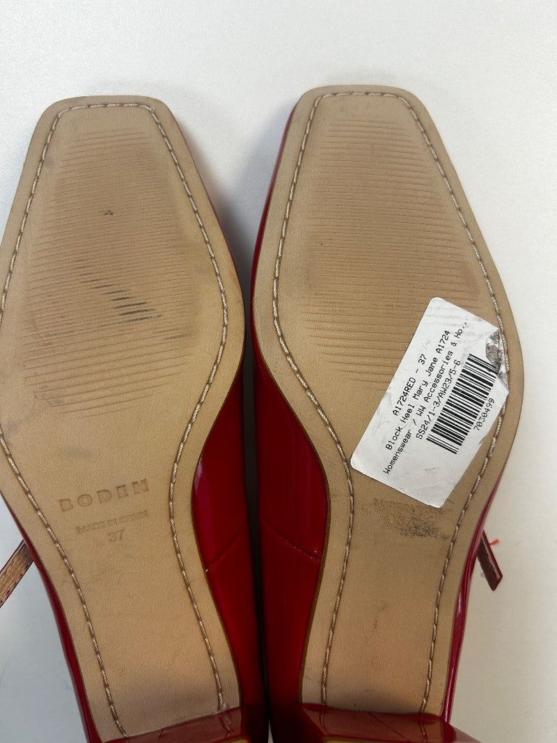 BODEN Block Heel Mary Jane EU 37 UK 4 Red Patent New W/Fault