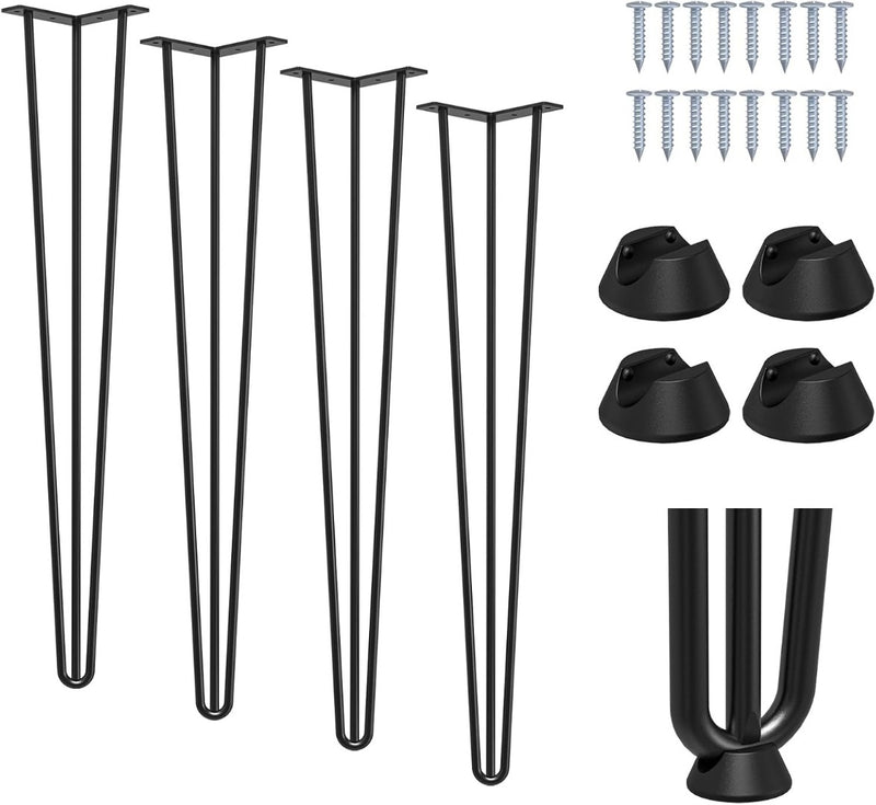 71cm Black Table Legs Sturdy 3 Rods Set of 4