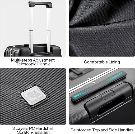 Hard Shell Suitcase - 20Inch - 4 Wheels - Front Opening- Laptop Compartment